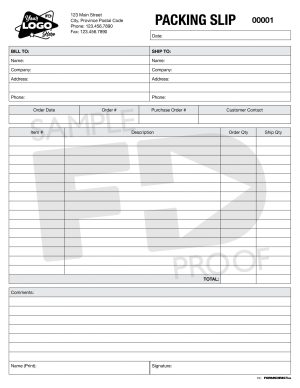 Customizable Packing Slip Form Template
