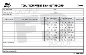 Tool / Equipment Sign-Out Record Customizable Form Template