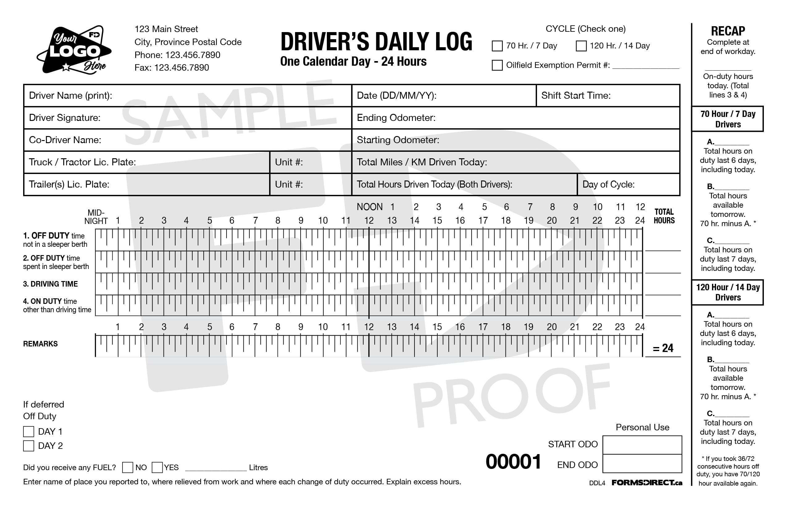 Canadian 2-In-1 Drivers Daily Log Book, 2 Ply, Carbonless