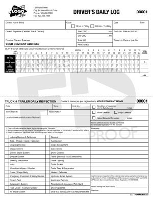Drivers Daily Log NCR Custom Form Template
