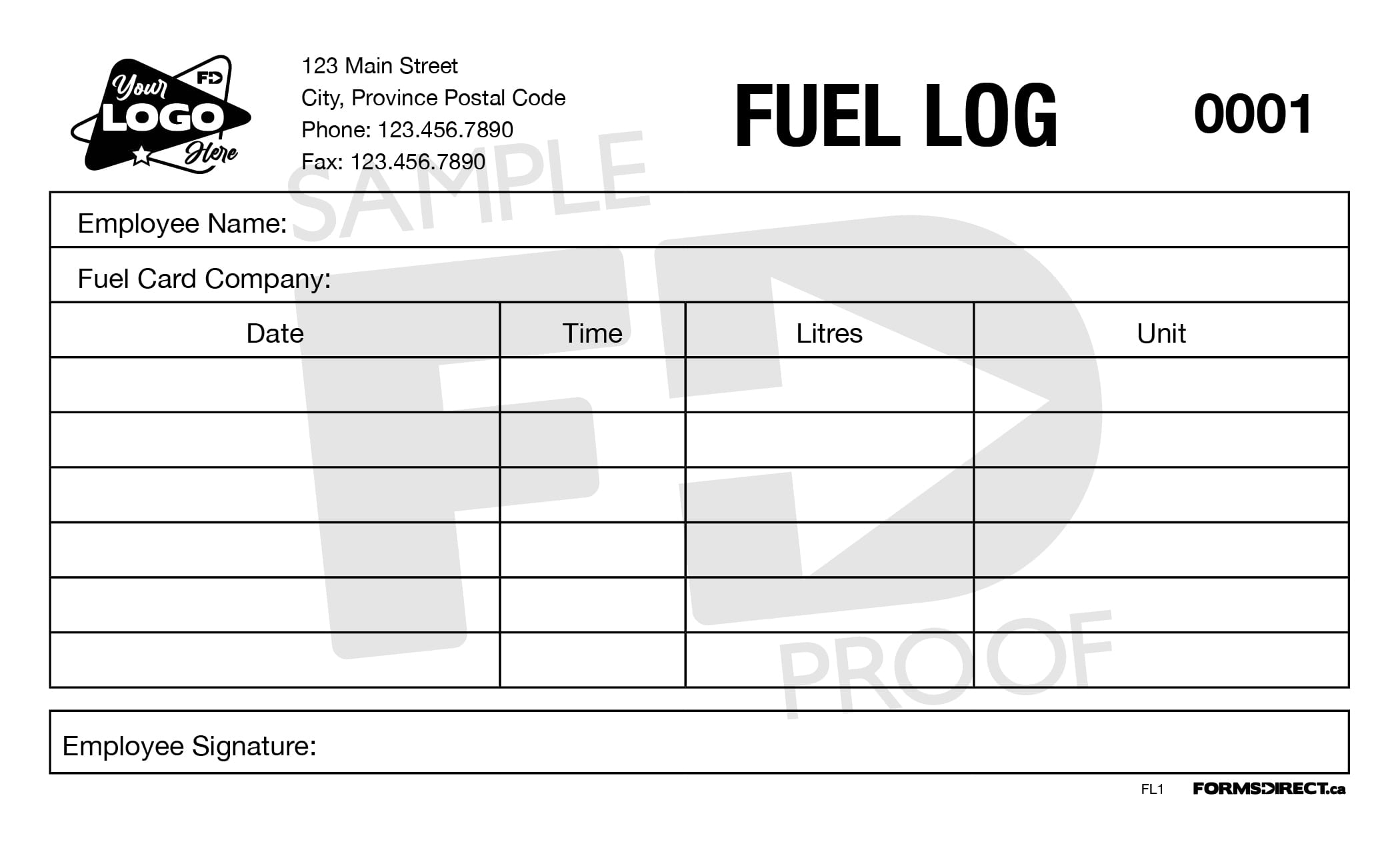 Fuel Log FL1 Customizable Form Template Forms Direct