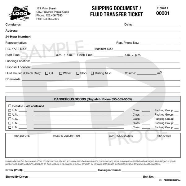 Shipping Document / Fluid Transfer Ticket