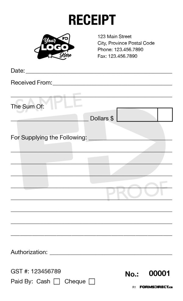Pocket Sized Single Receipt Customizable Form Template