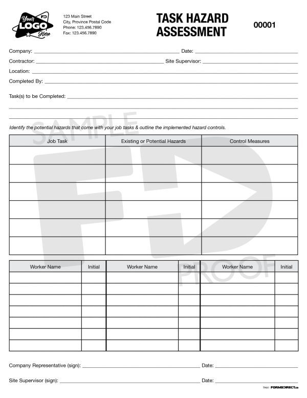 Customizable Task Hazard Assessment Form