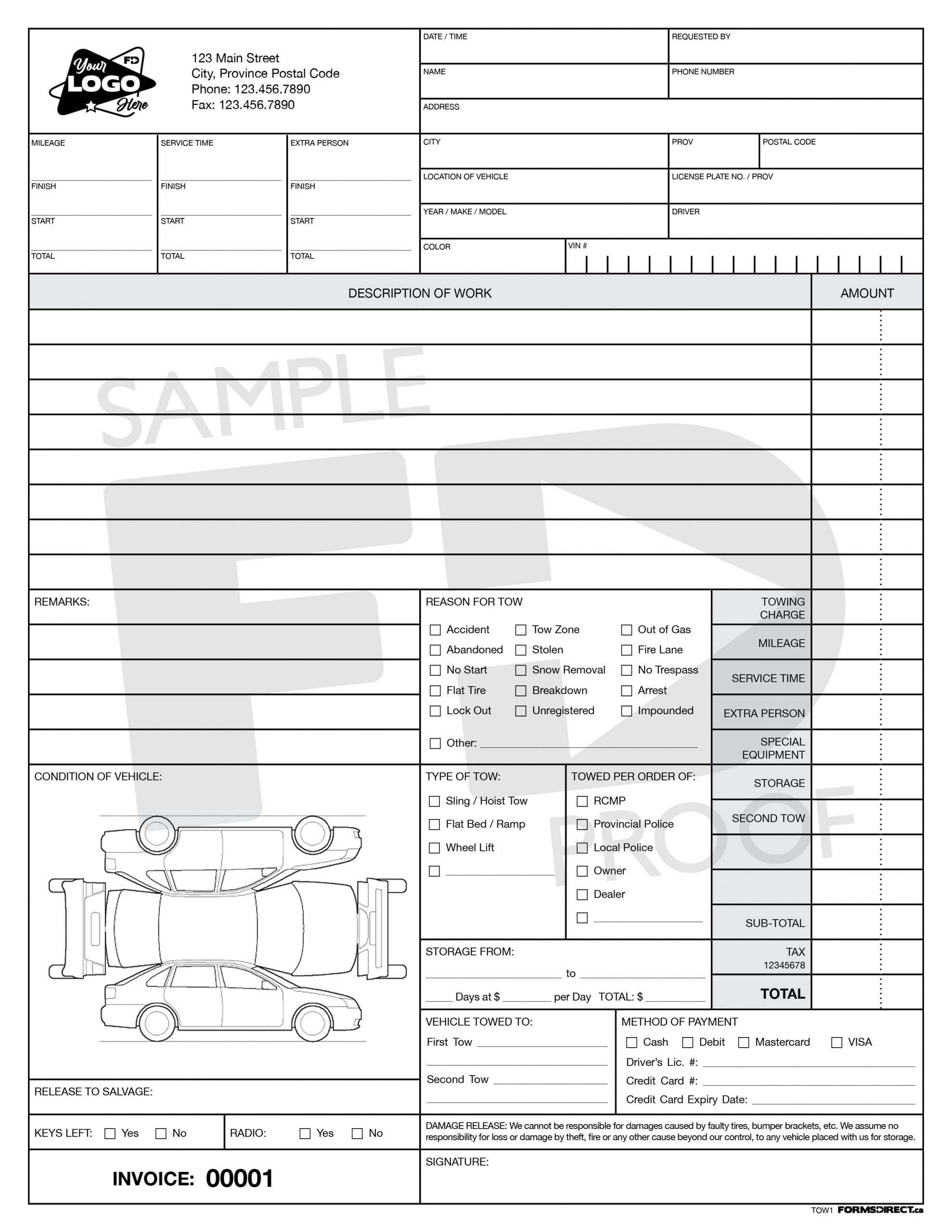 Free Printable Tow Invoice Template