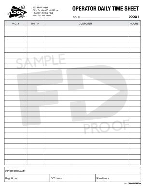 operator daily time sheet custom form template