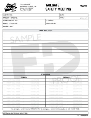 tailgate safety meeting worksite custom form template