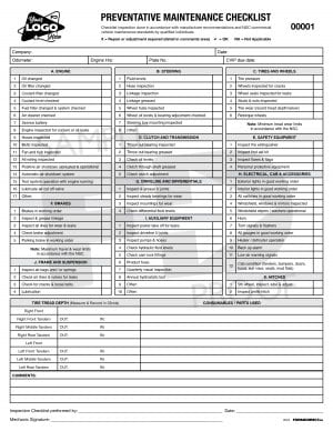 commercial automotive preventative maintenance checklist custom form template