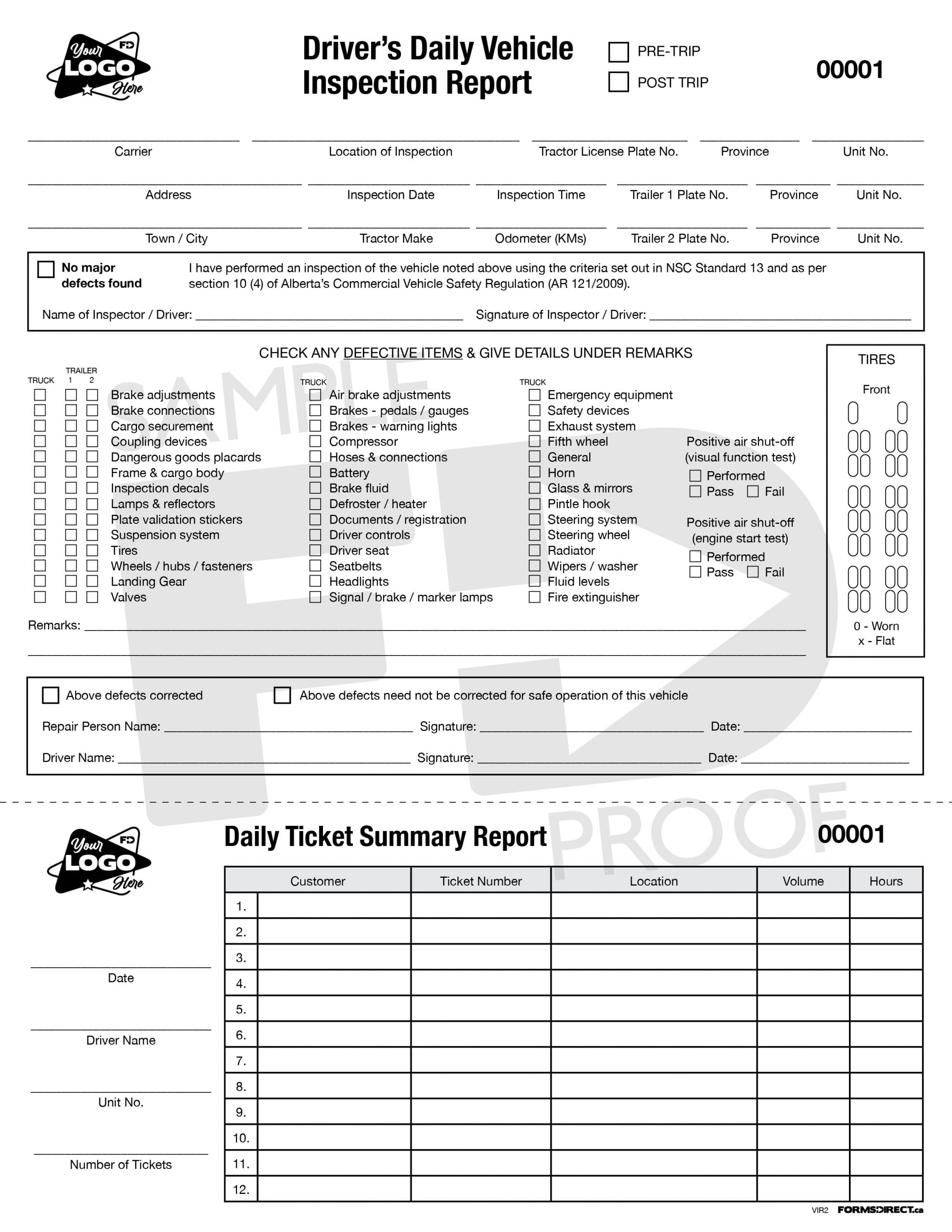 Free Printable Driver Vehicle Inspection Report Form - prntbl ...