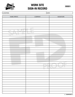 worksite sign in record custom form template