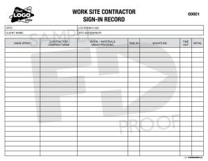 worksite contractor sign in record custom form template