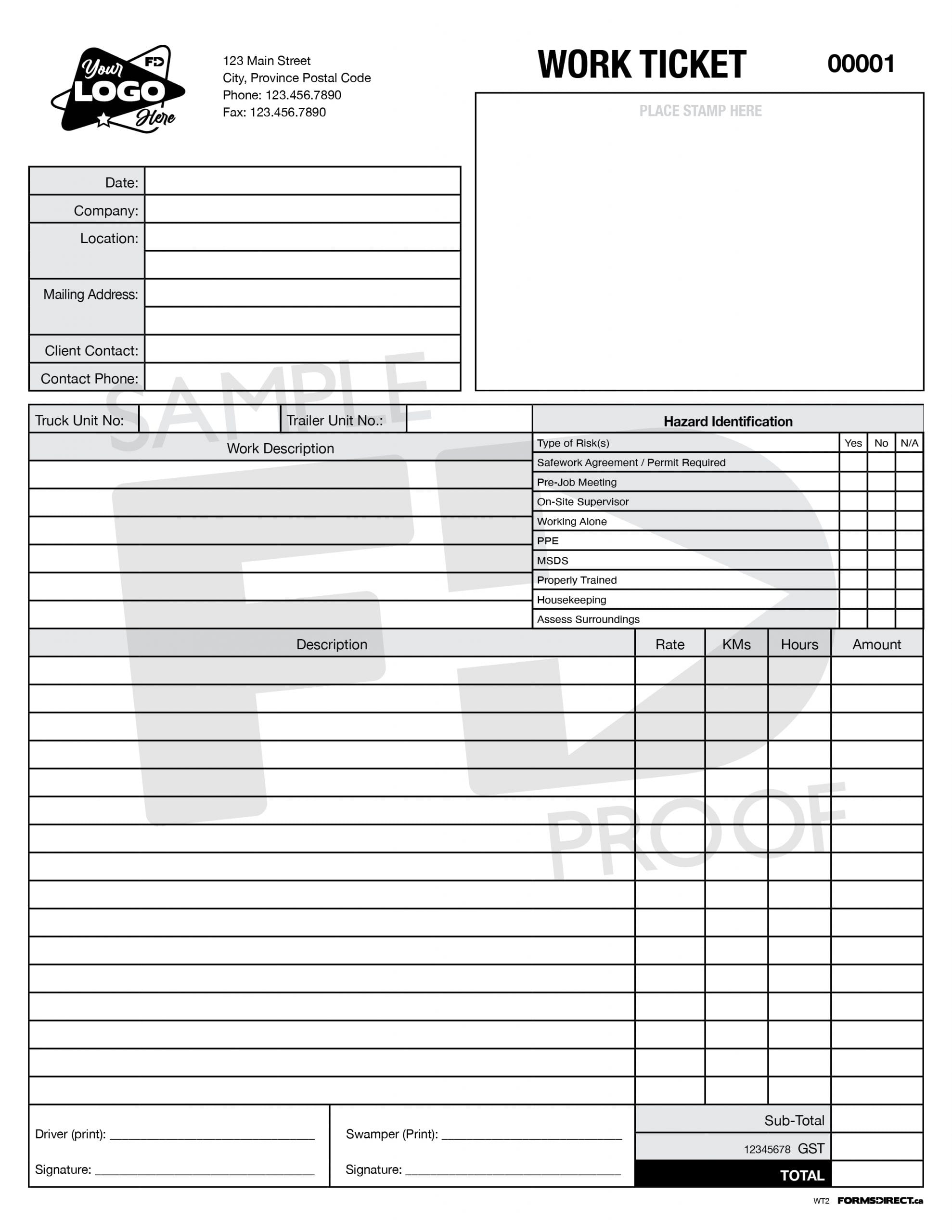 Work Ticket WT2 Customizable Form Template Forms Direct