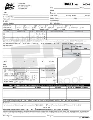 oilfield work ticket custom form template