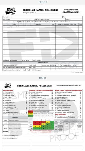 field level hazard assessment safety card