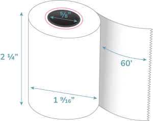 small thermal paper roll measurements
